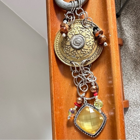 OOAK Assemblage Art Gold & Silver Medallion Pedant Necklace Handmade Steampunk - Picture 16 of 16